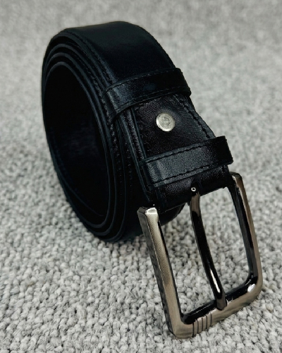Leather Belt Plain Design- black